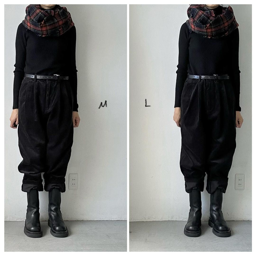 homspun コーデュロイタックパンツ ブラック