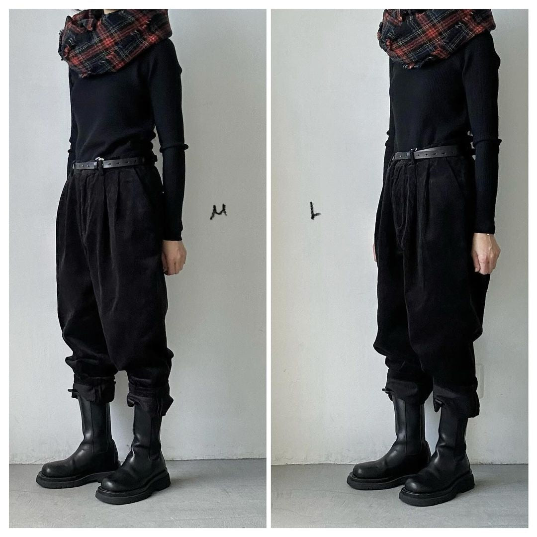 homspun コーデュロイタックパンツ ブラック