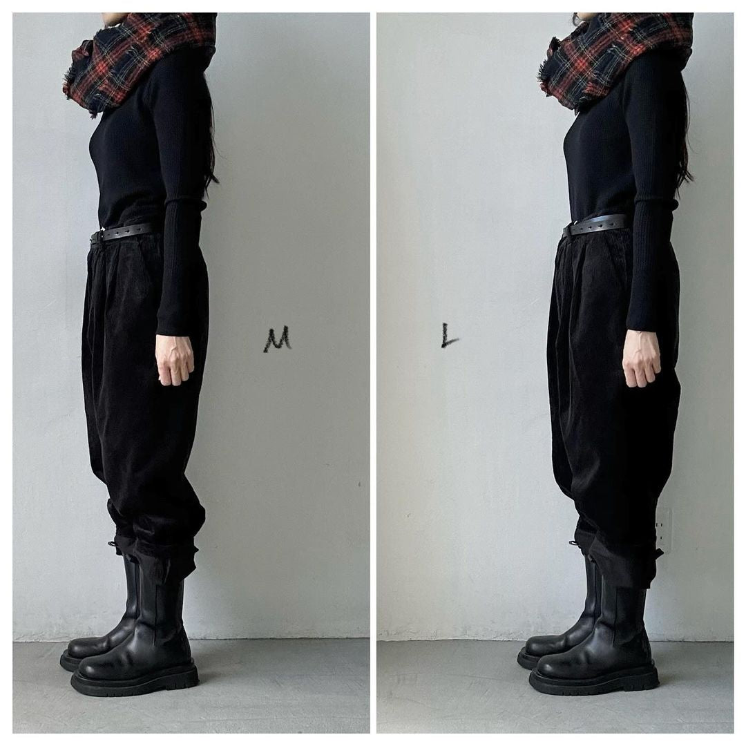 homspun コーデュロイタックパンツ ブラック