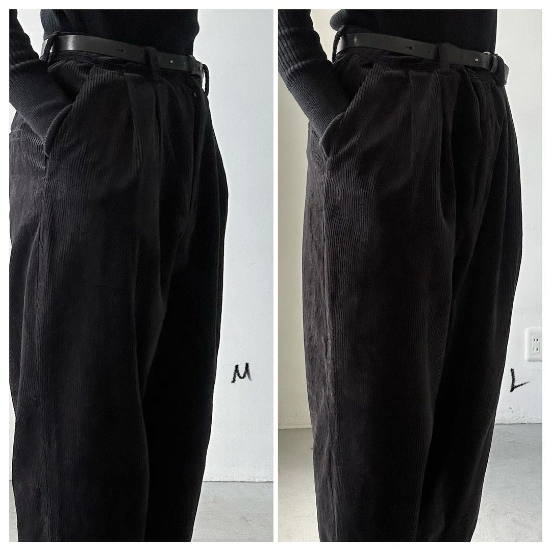 homspun コーデュロイタックパンツ ブラック