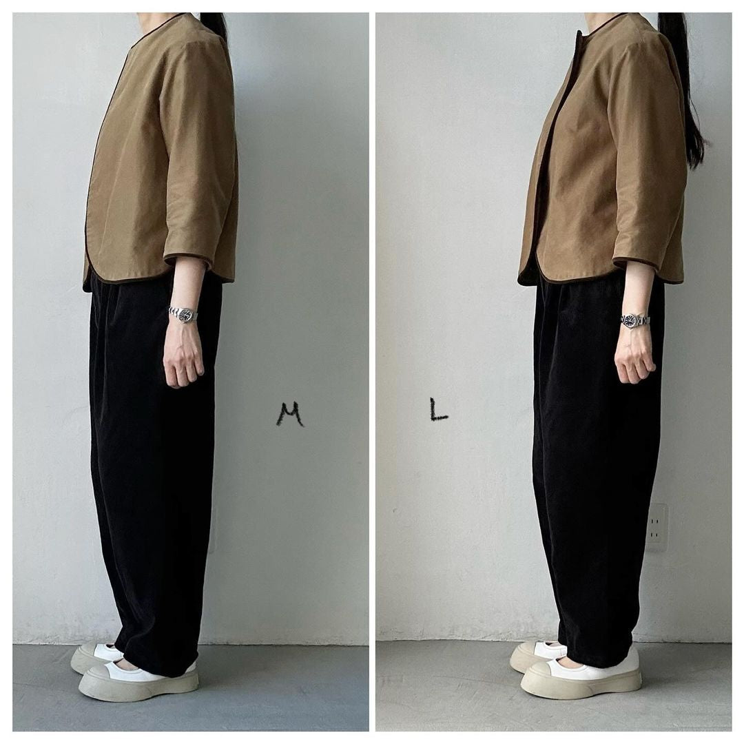homspun コーデュロイタックパンツ ブラック