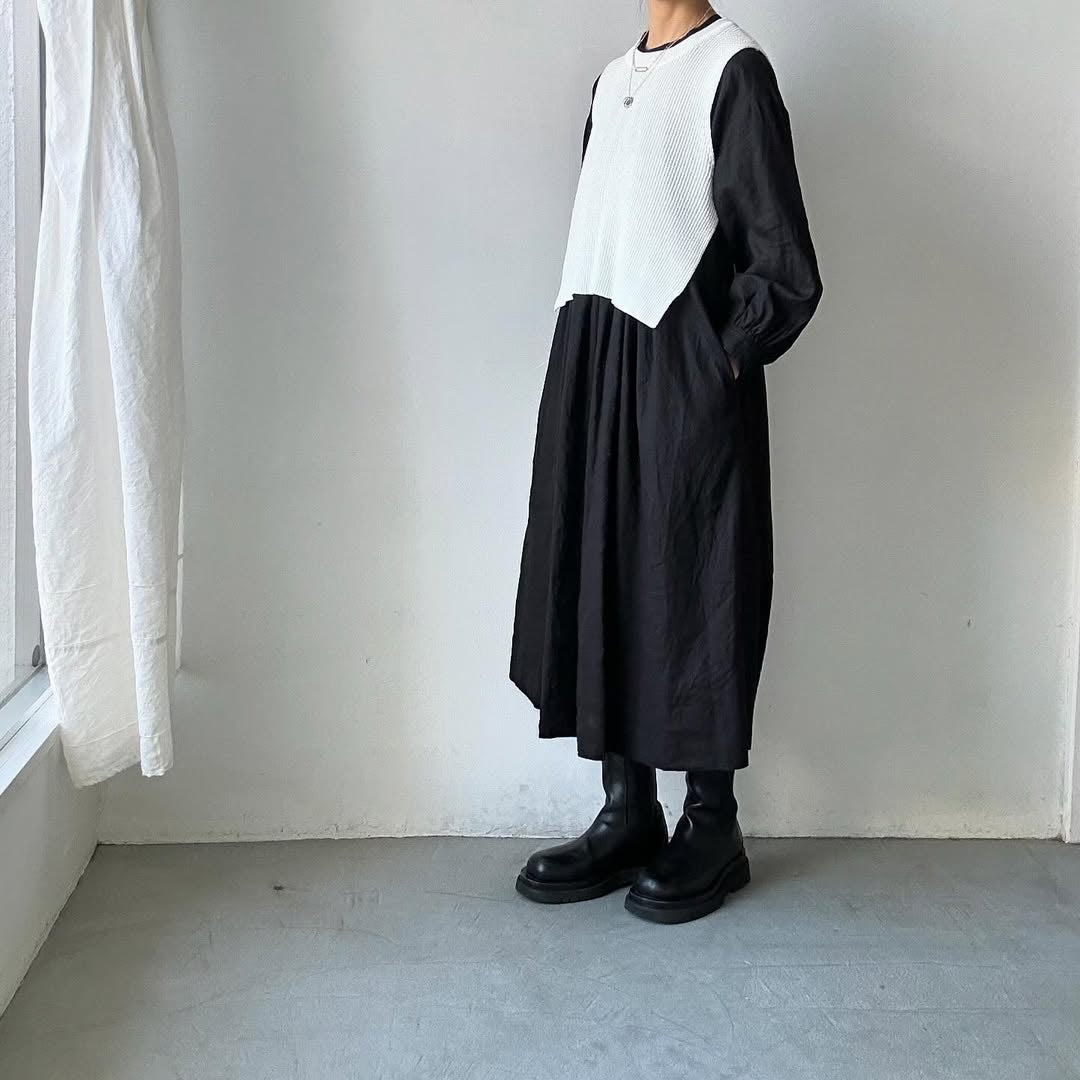 atelier d'antan Antoineギャザードレス ブラック