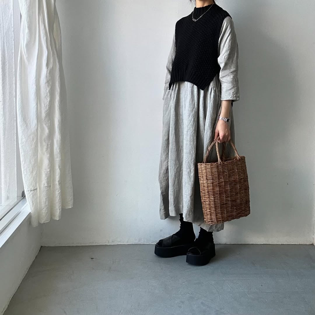 jujudhau リネンギャザードレス