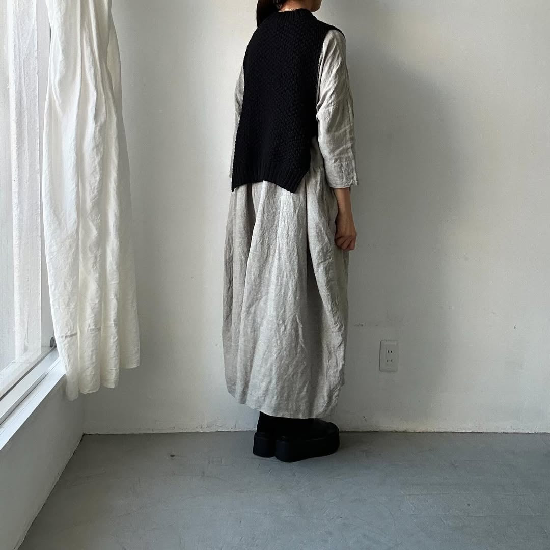 jujudhau リネンギャザードレス