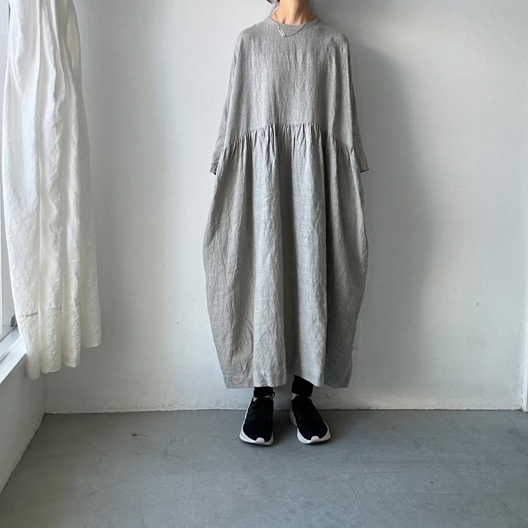 jujudhau リネンギャザードレス