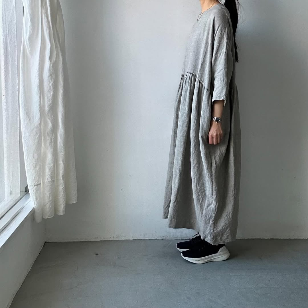 jujudhau リネンギャザードレス