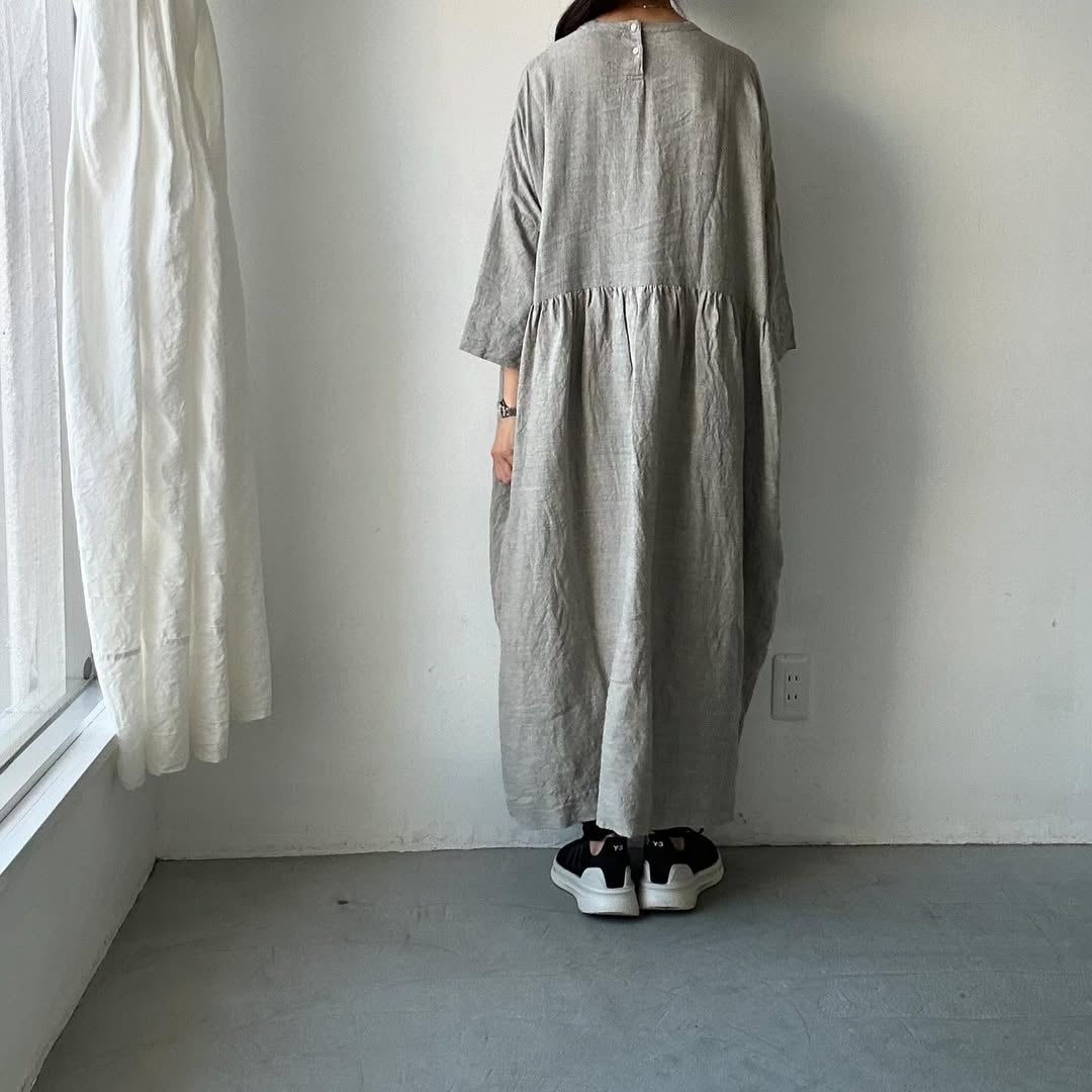 jujudhau リネンギャザードレス