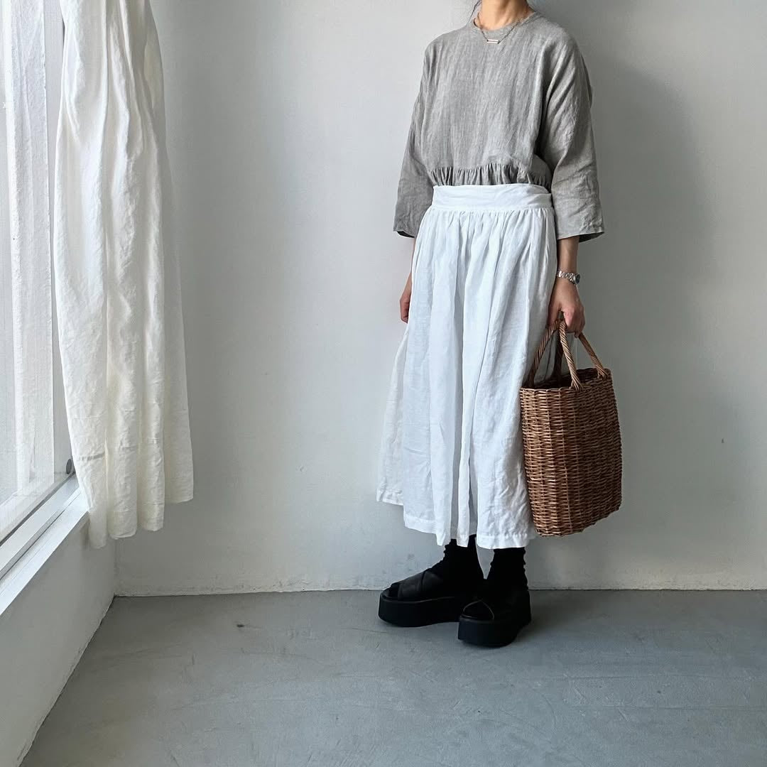 jujudhau リネンギャザードレス