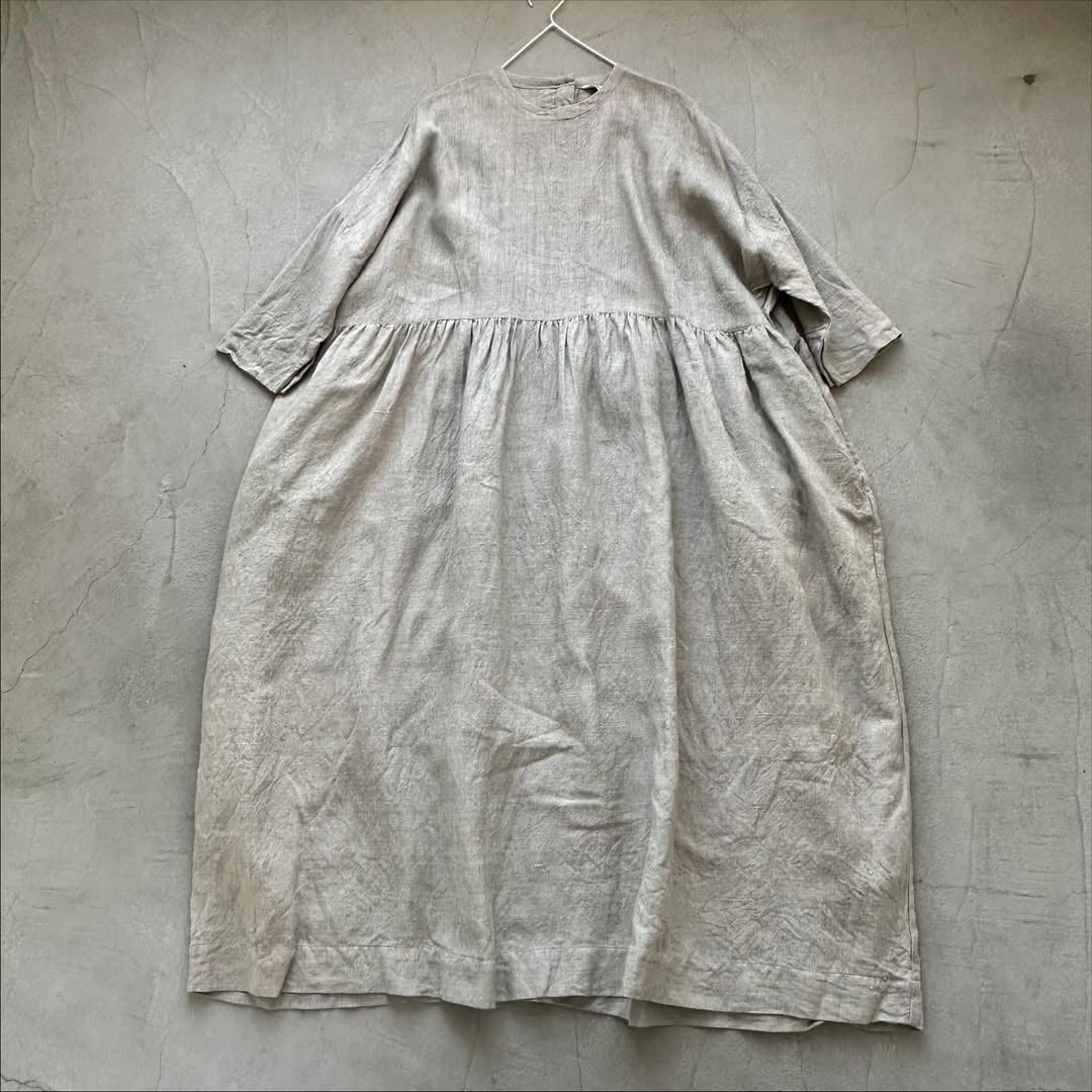 jujudhau リネンギャザードレス