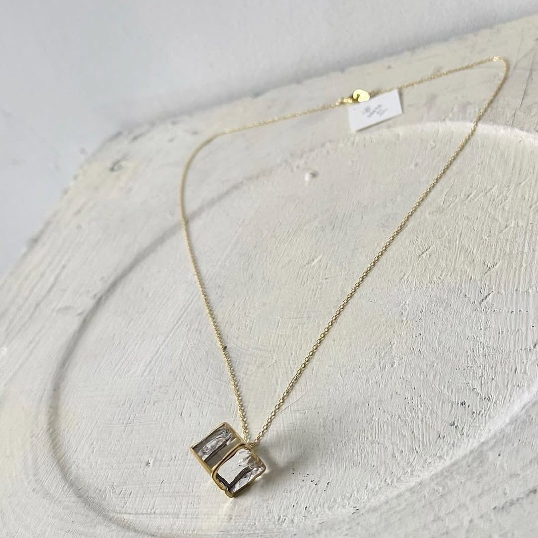 sorte glass jewelry 立方体ガラスチェーンネックレス