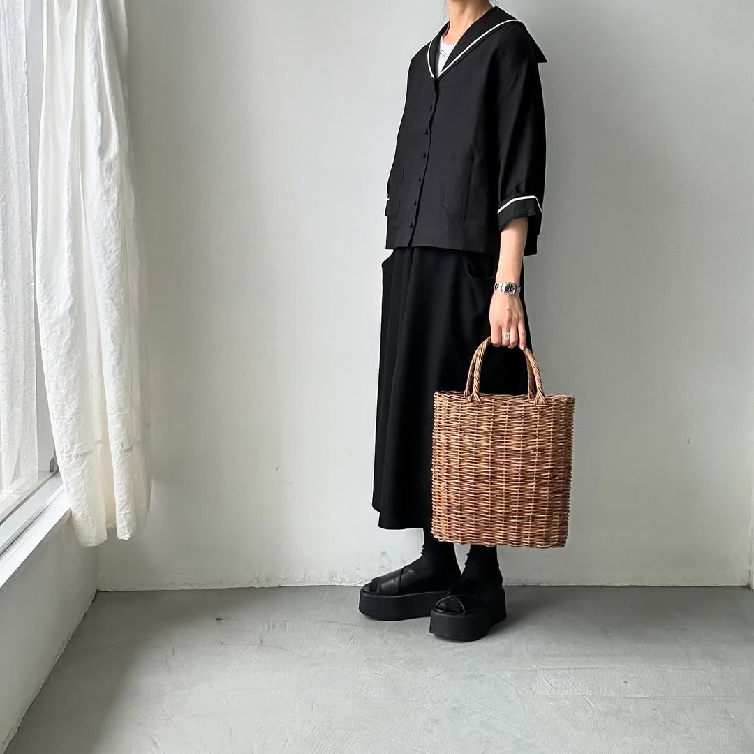 MAGALI キャンバスリネンセーラーカラーブラウス