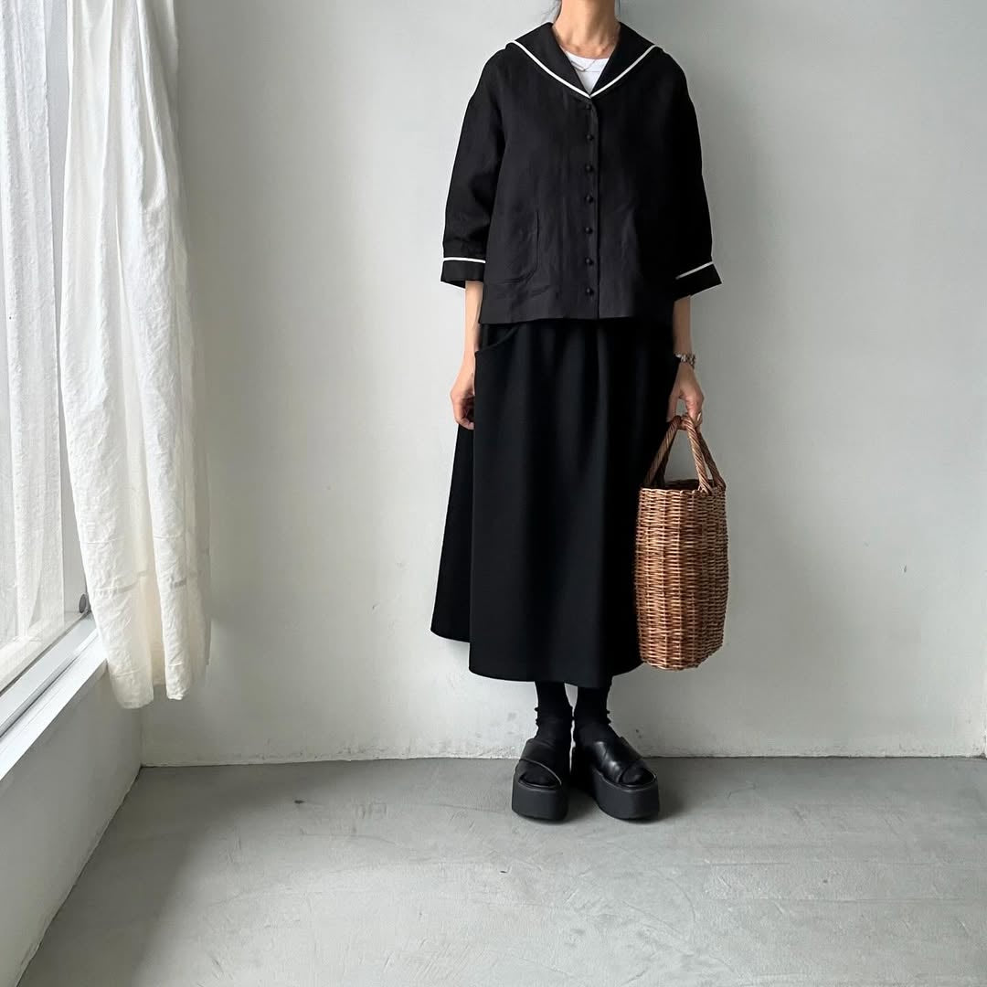 MAGALI キャンバスリネンセーラーカラーブラウス