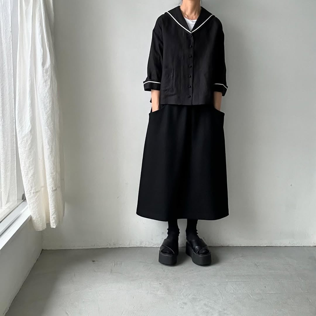 MAGALI キャンバスリネンセーラーカラーブラウス