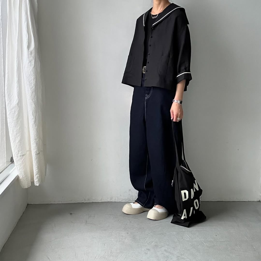 MAGALI キャンバスリネンセーラーカラーブラウス