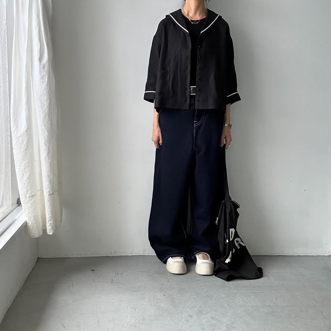 MAGALI キャンバスリネンセーラーカラーブラウス