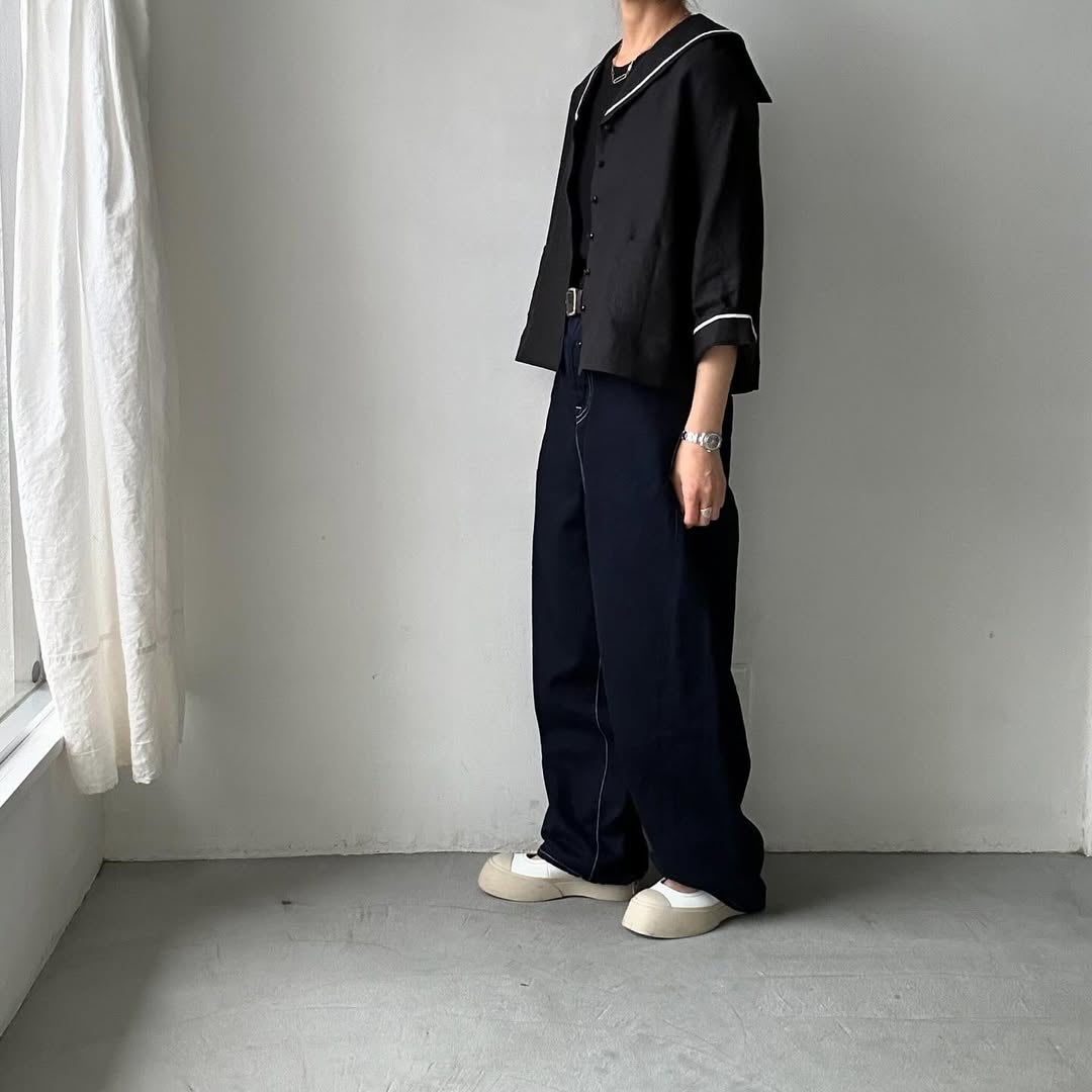 MAGALI キャンバスリネンセーラーカラーブラウス