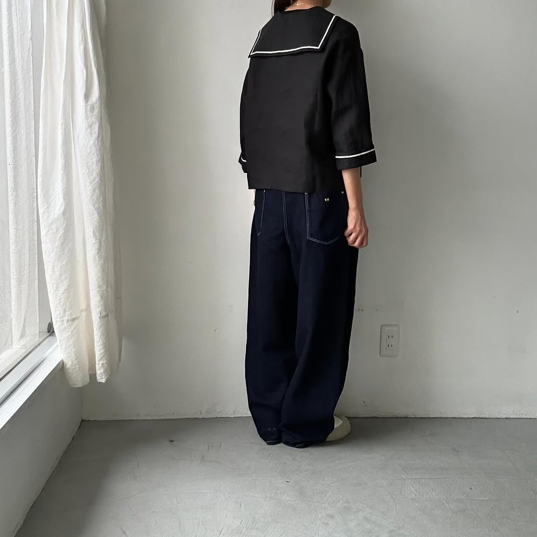 MAGALI キャンバスリネンセーラーカラーブラウス