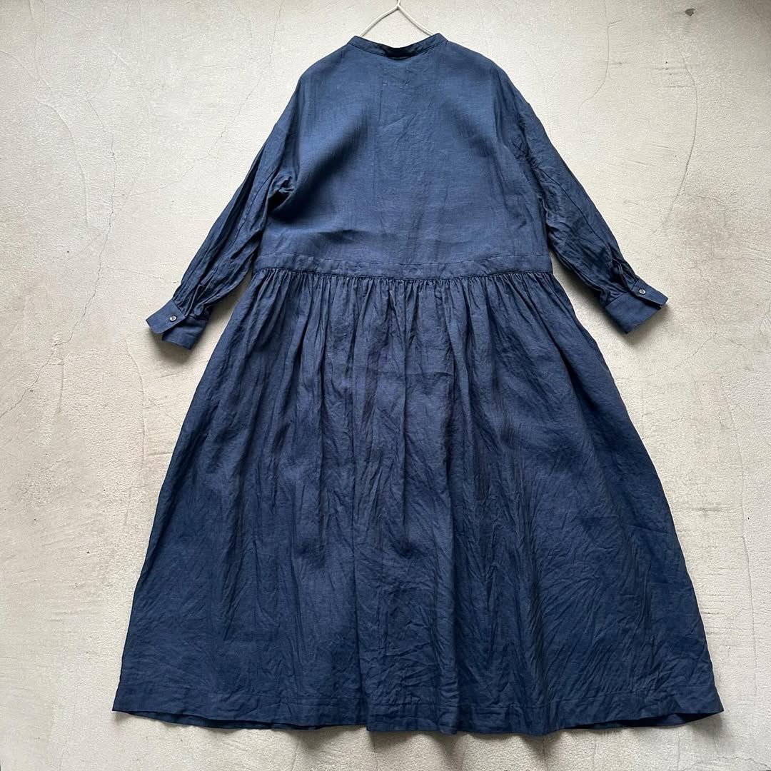 atelier naruse リネンシャツワンピース ネイビー