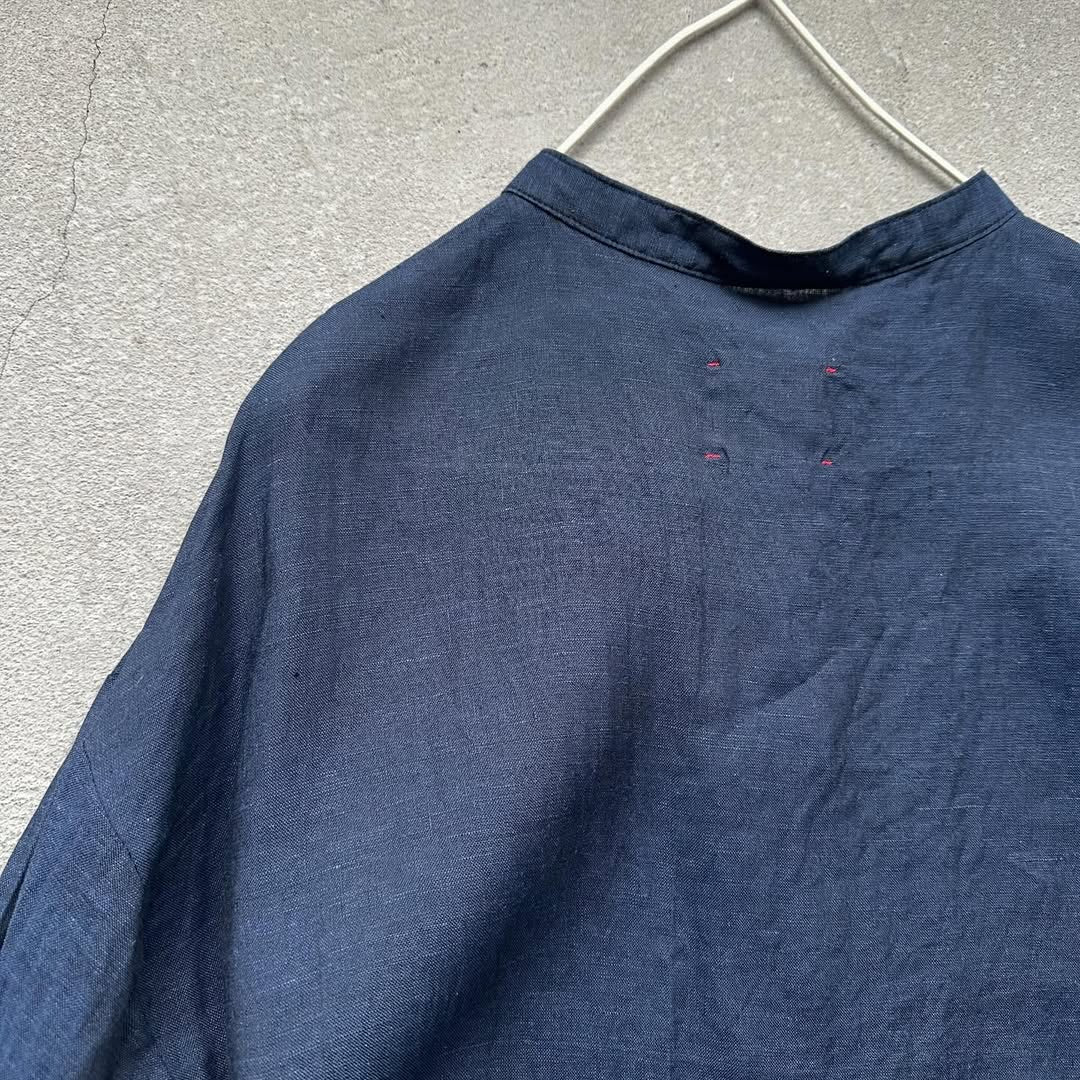 atelier naruse リネンシャツワンピース ネイビー