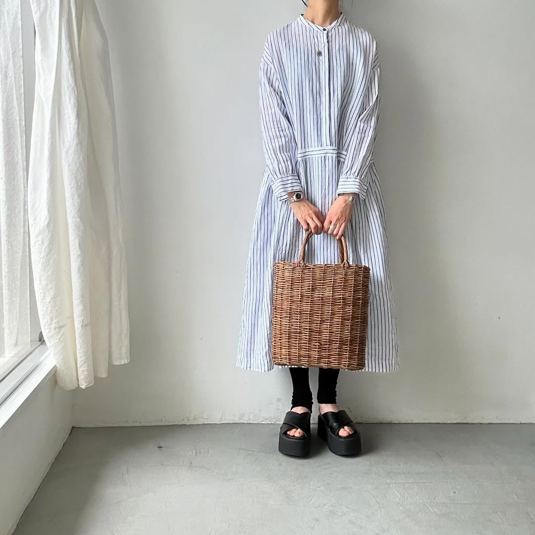 atelier naruse リネンシャツワンピース ストライプ
