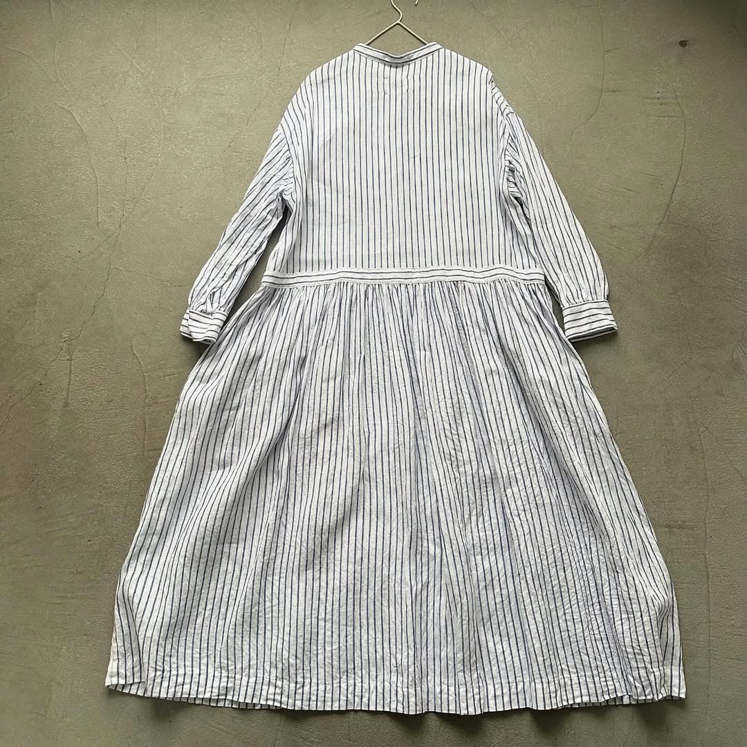 atelier naruse リネンシャツワンピース ストライプ