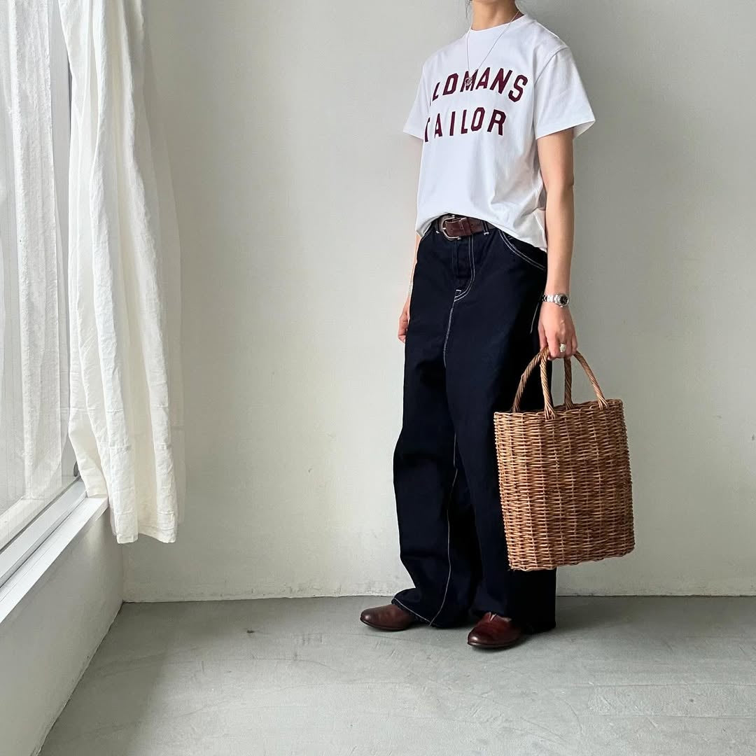 OLDMANS TAILOR OMTフロッキープリントロゴ半袖Tシャツ