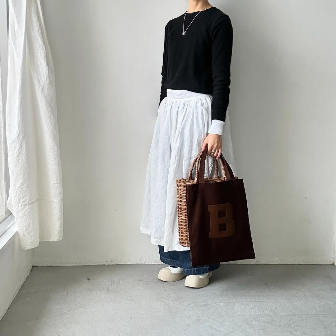 R&D.M.Co ブラウンベアーズベルベットレタードトートバッグ ブラウン