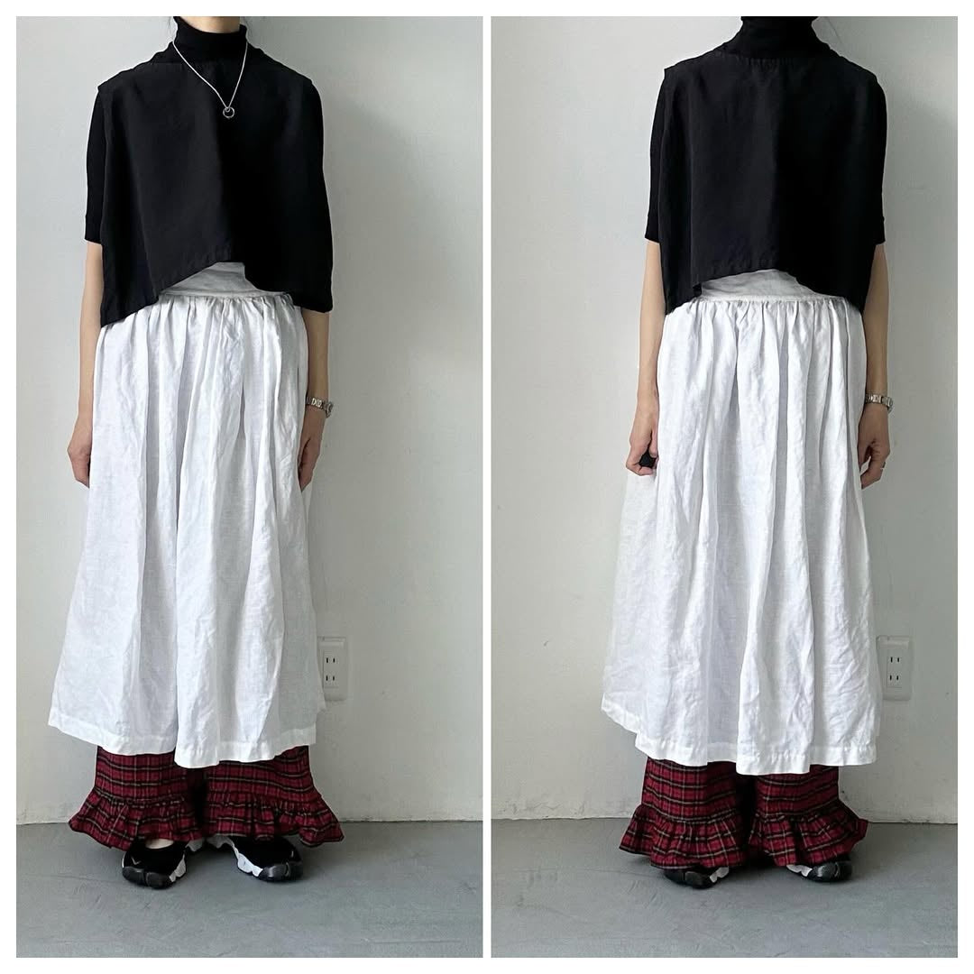 ayanoguchiaya タータンチェックコットンフリルパンツ