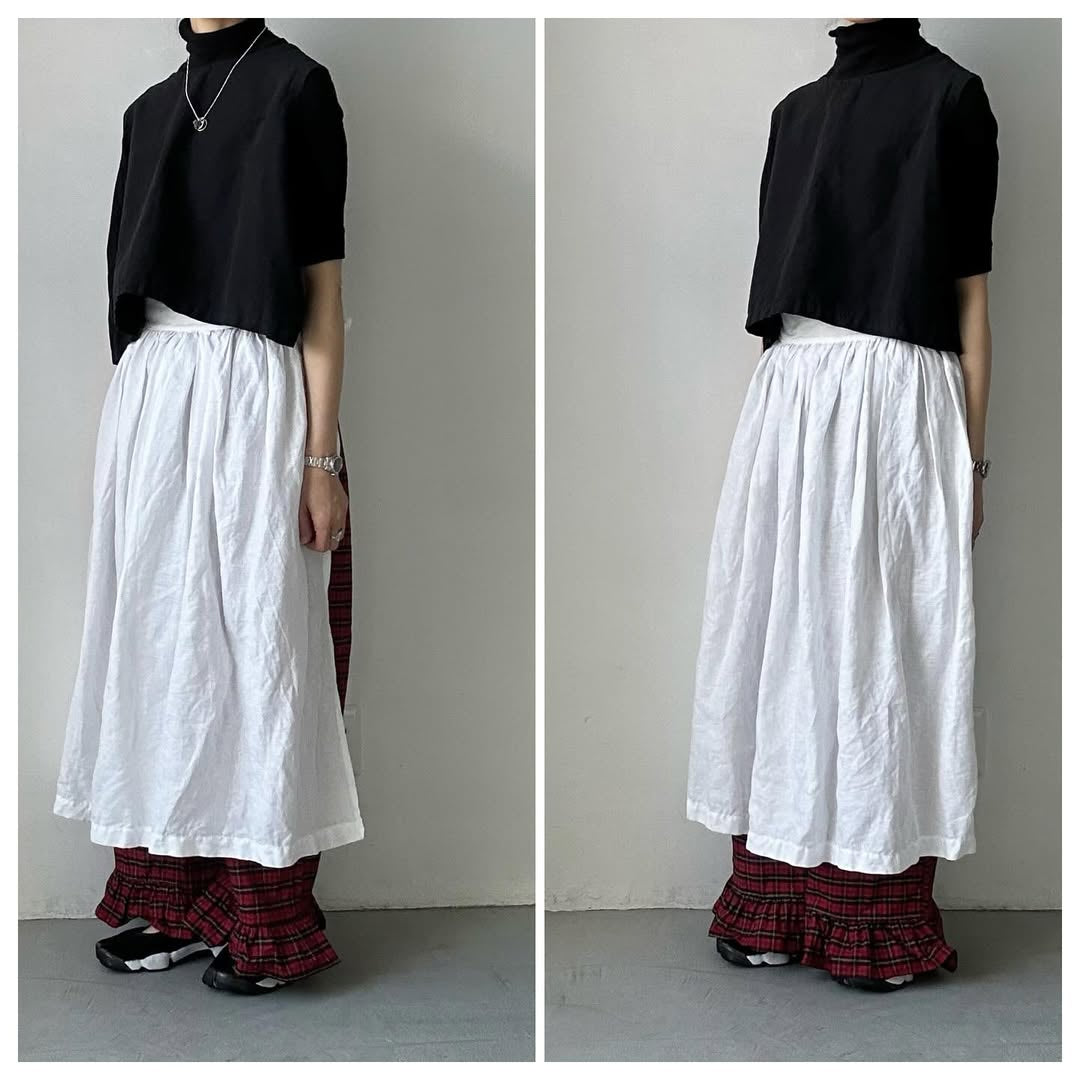 ayanoguchiaya タータンチェックコットンフリルパンツ