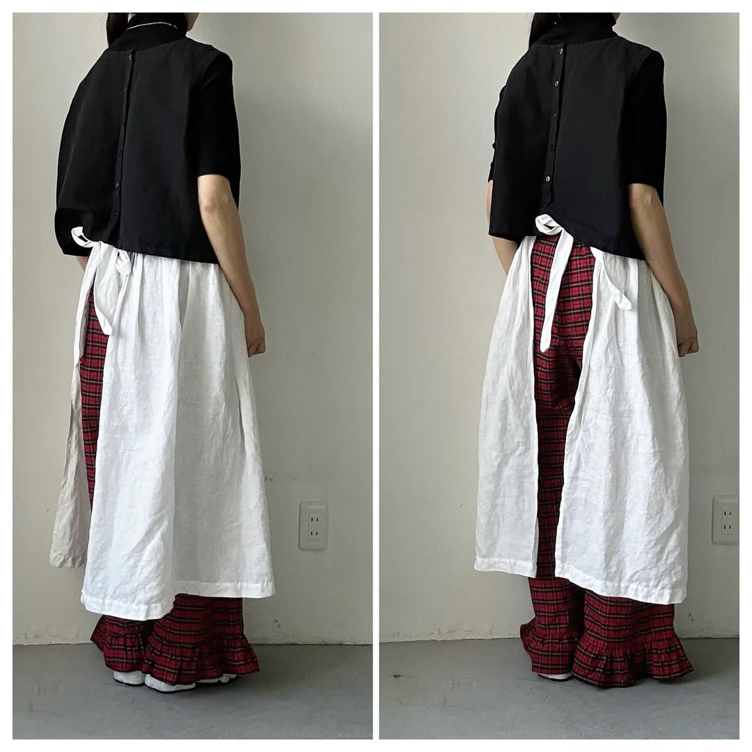 ayanoguchiaya タータンチェックコットンフリルパンツ