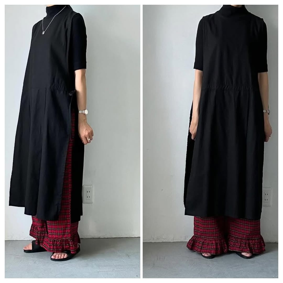 ayanoguchiaya タータンチェックコットンフリルパンツ