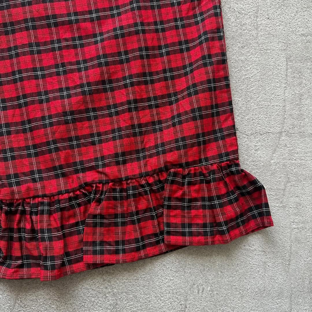ayanoguchiaya タータンチェックコットンフリルパンツ