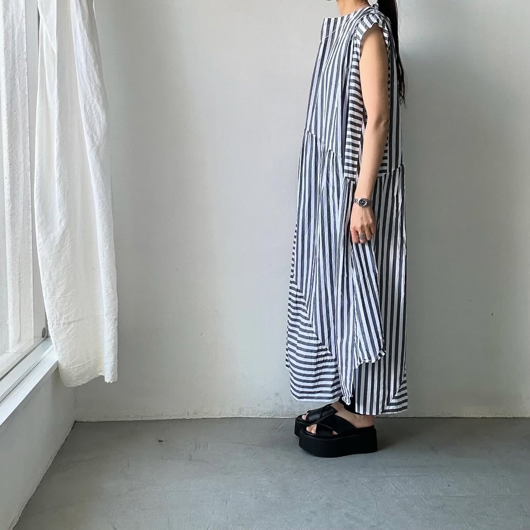 ayanoguchiaya ストライプコットンドレス