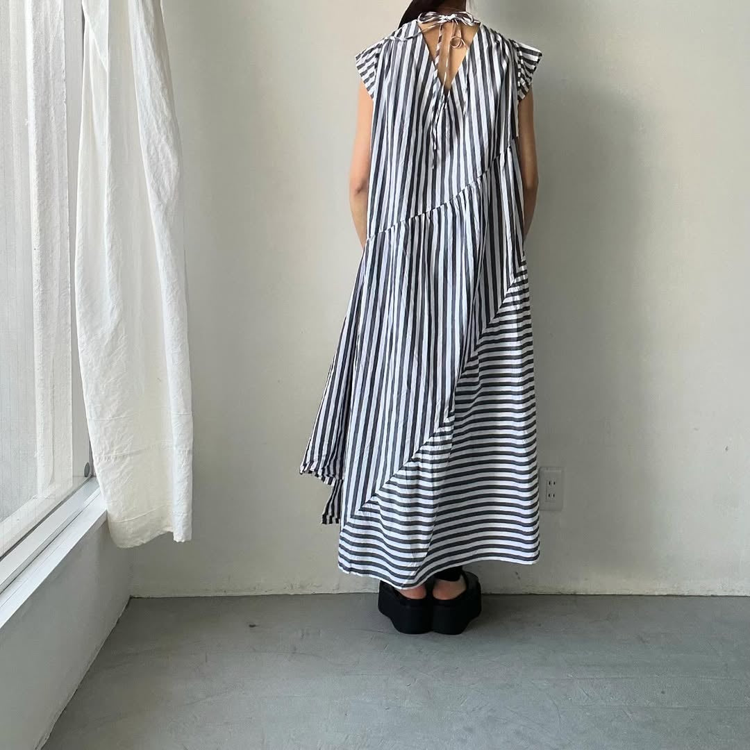 ayanoguchiaya ストライプコットンドレス