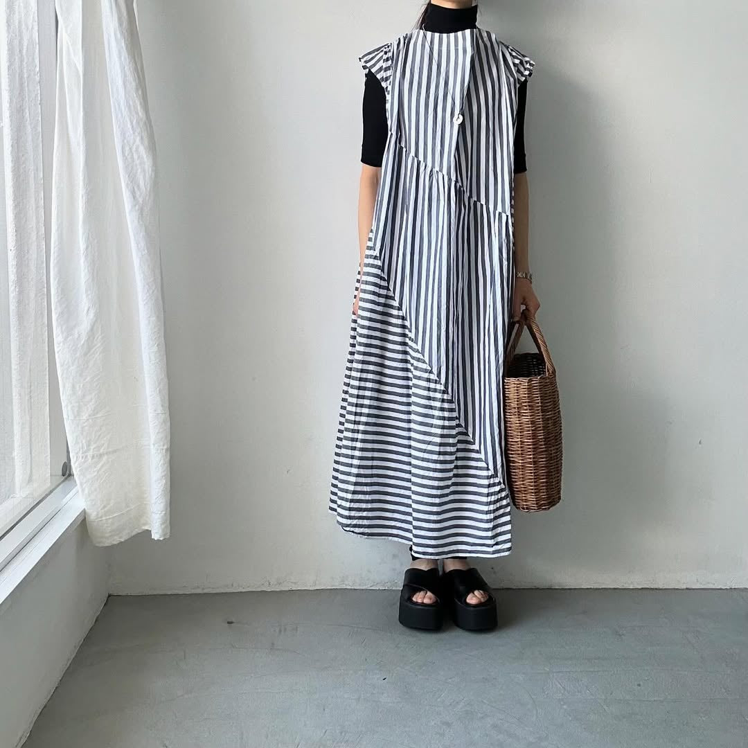 ayanoguchiaya ストライプコットンドレス