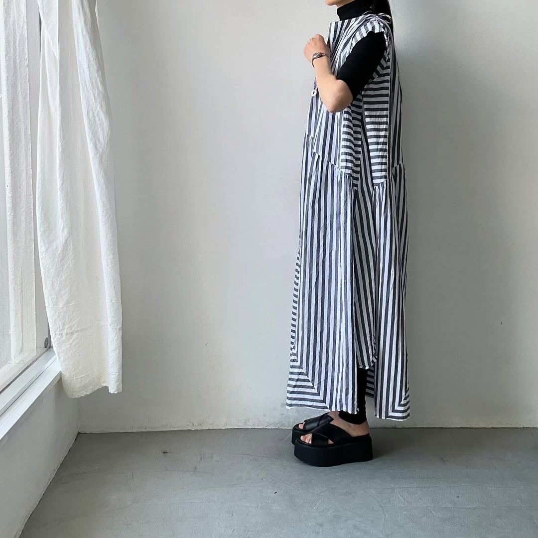 ayanoguchiaya ストライプコットンドレス