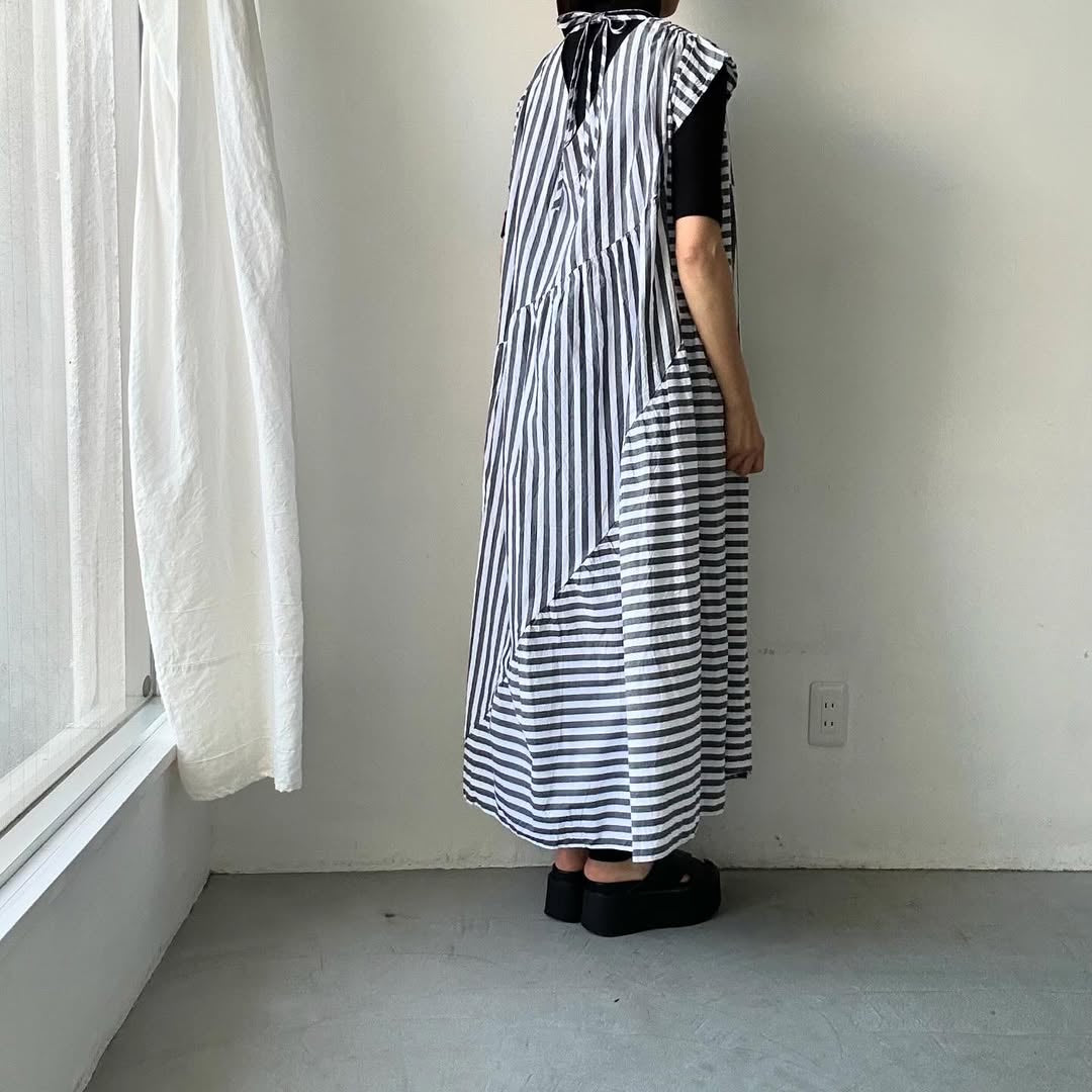 ayanoguchiaya ストライプコットンドレス