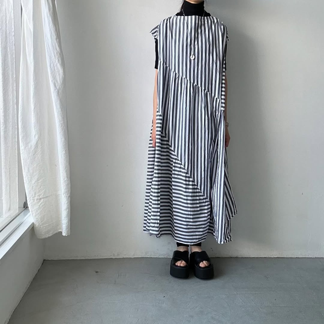 ayanoguchiaya ストライプコットンドレス