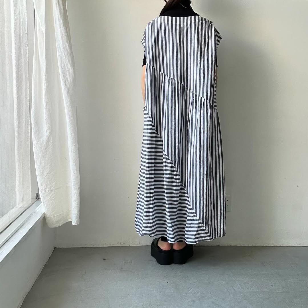 ayanoguchiaya ストライプコットンドレス