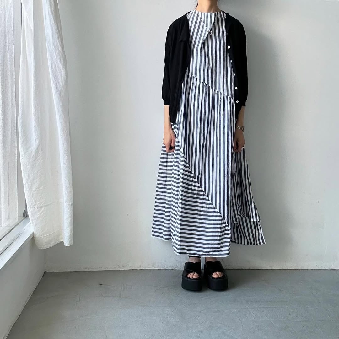 ayanoguchiaya ストライプコットンドレス