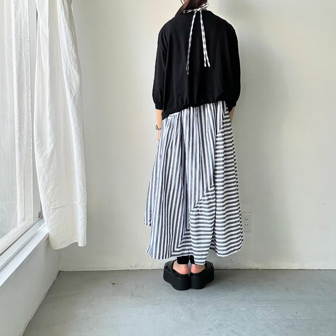 ayanoguchiaya ストライプコットンドレス