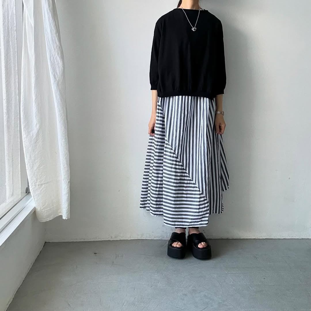 ayanoguchiaya ストライプコットンドレス