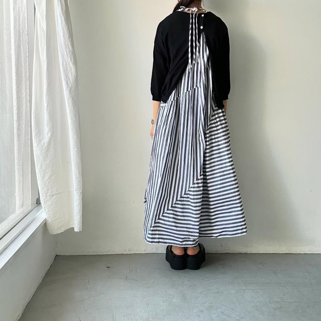 ayanoguchiaya ストライプコットンドレス