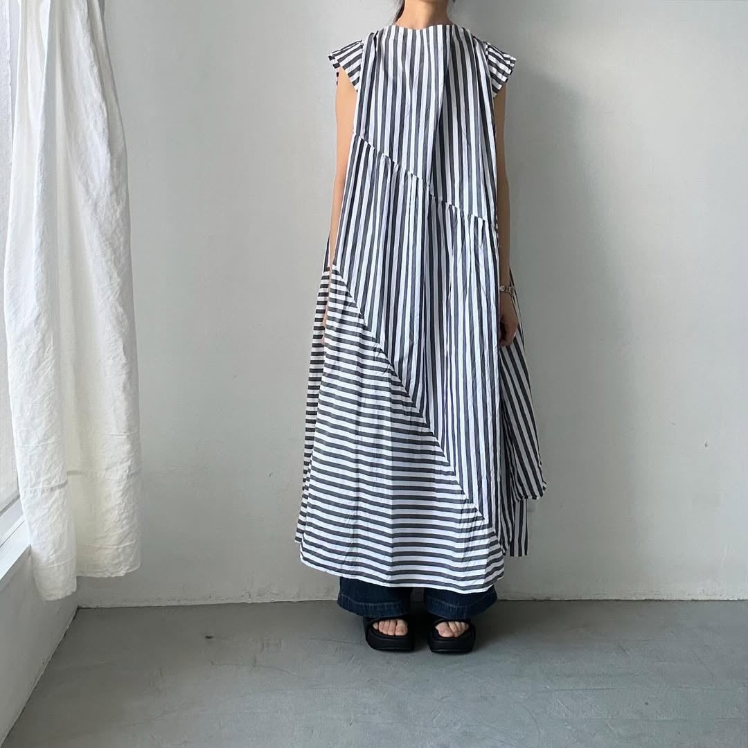 ayanoguchiaya ストライプコットンドレス