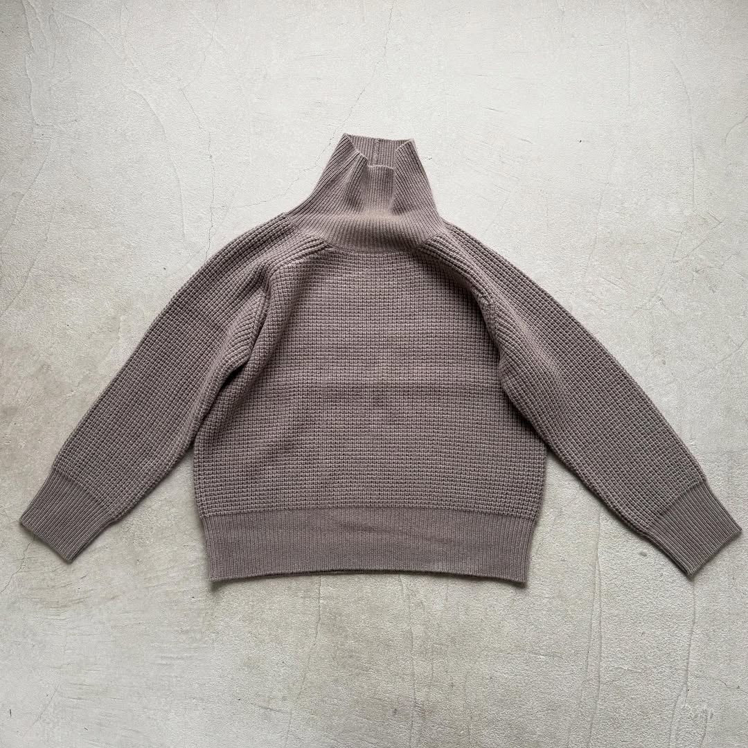 homspun メリノウールワッフル編みプルオーバー　グレー