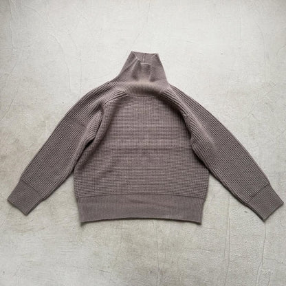 homspun メリノウールワッフル編みプルオーバー　グレー