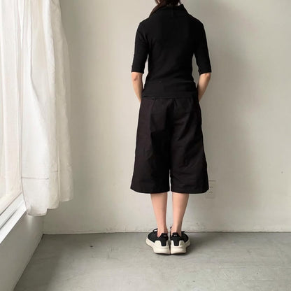 homspun  リップストップハーフパンツ　ブラック