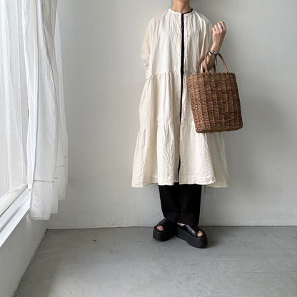 jujudhau デッドストックコットンティアードドレス　ナチュラル(ネップ)
