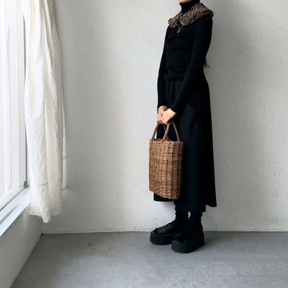 R&D.M.Co  コットンウールフリルカラー　チェック