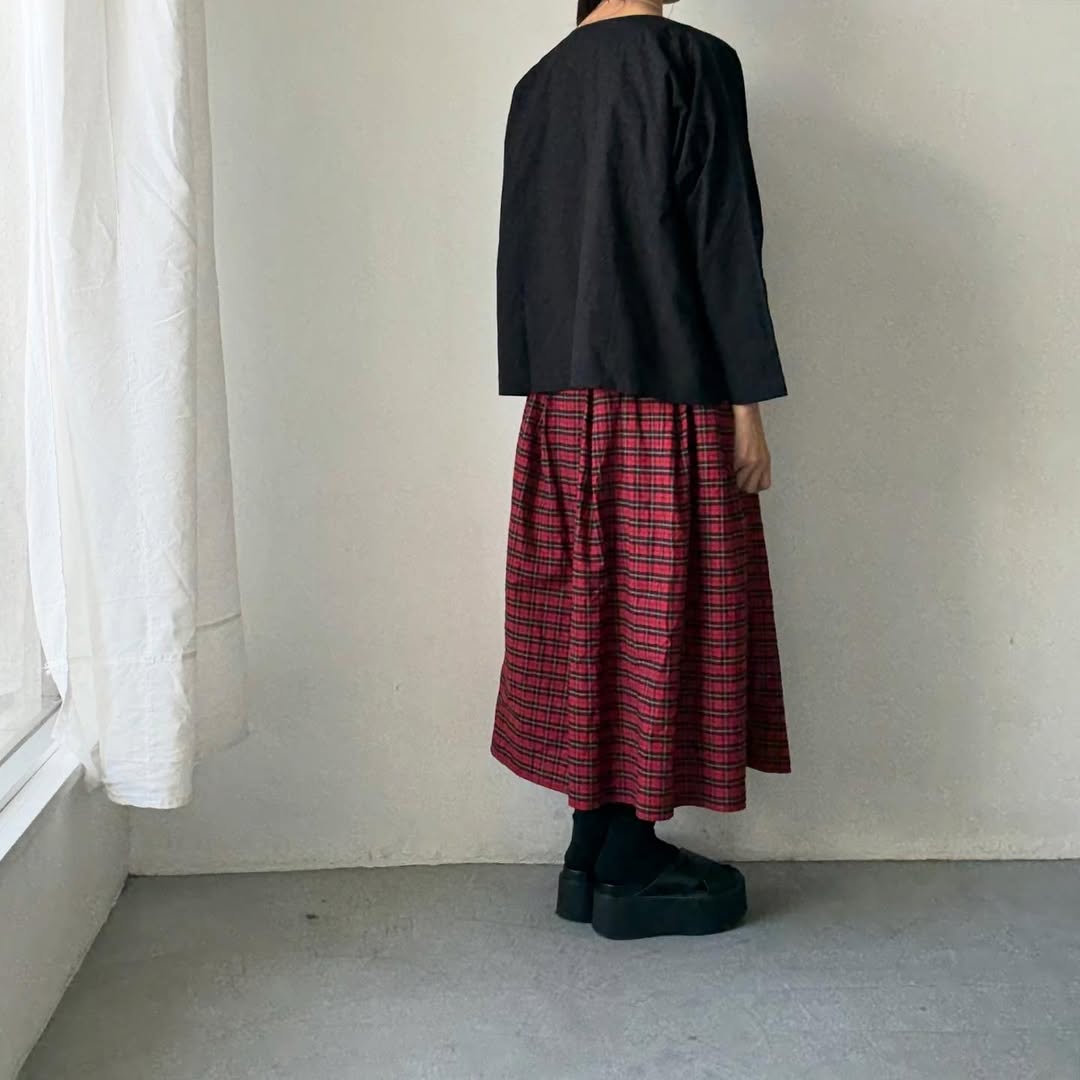 jujudhau デッドストックコットンダブルボタンシャツ　ブラック